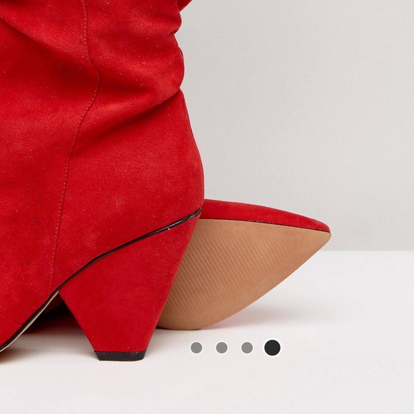 ASOS Red faux Suede Slouch Boots US Size 9 UK7 - Picture 2 of 5